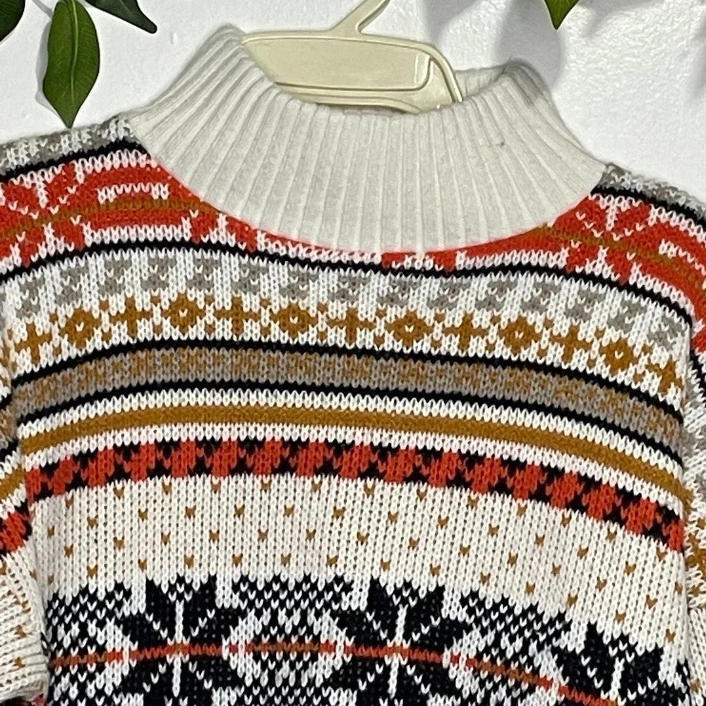 Vintage Croquet Club long sleeve turtleneck sweater  multi pattern forest core M